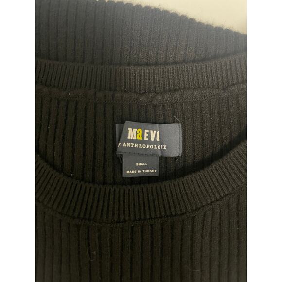 Maeve by Anthropologie Ribbed bell-sleeve sweater top black size small - Picture 2 of 6